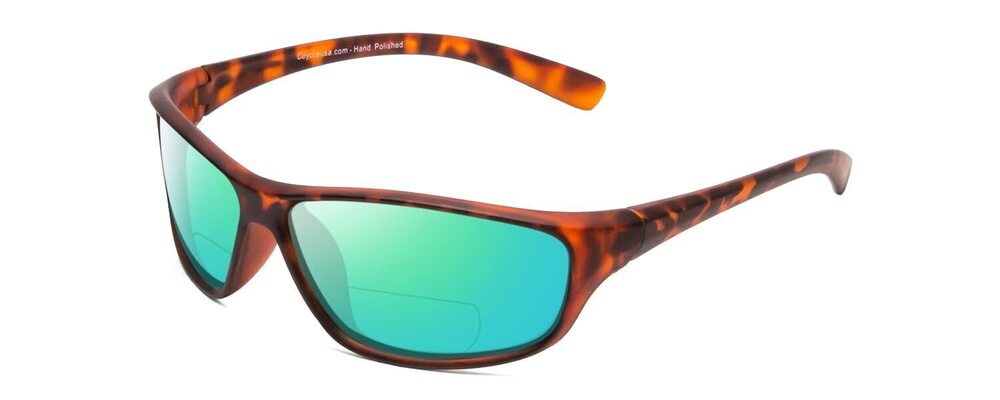 8885 Coyote P-38 Polarized Bi-Focal Sunglasses in Matte Tortoise & Green